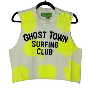 Sandrine Rose Ghost Town Surfing Club Tie Dye Muscle Tank Yellow Women XS NWT